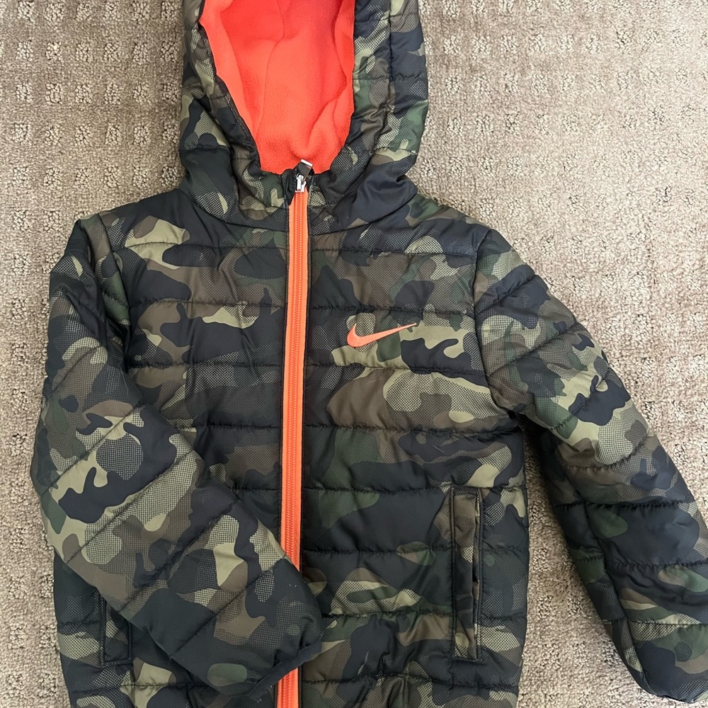 Nike Orange and Camo Fleece Jacket